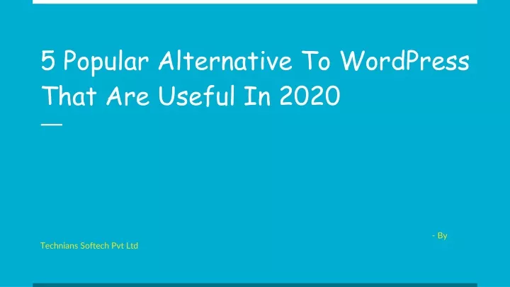 5 popular alternative to wordpress that are useful in 2020