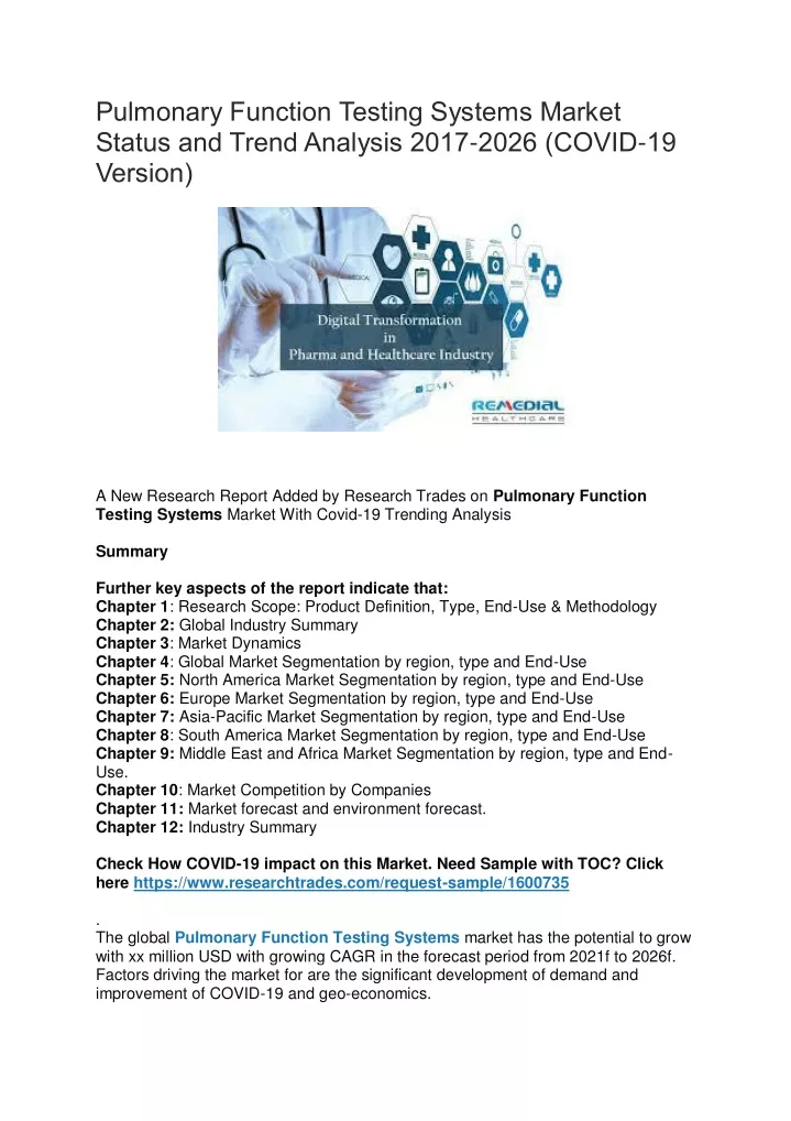 pulmonary function testing systems market status