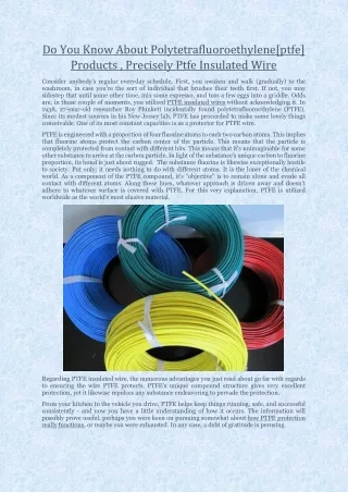 do you know about polytetrafluoroethylene ptfe