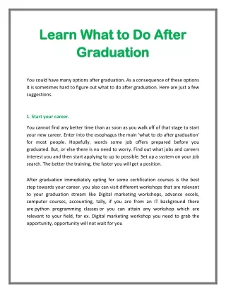 learn what to do after learn what to do after