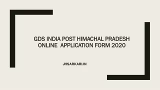 GDS India Post Himachal Pradesh Online  Application Form 2020