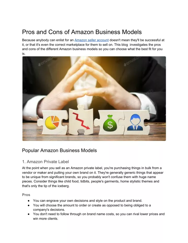 pros and cons of amazon business models