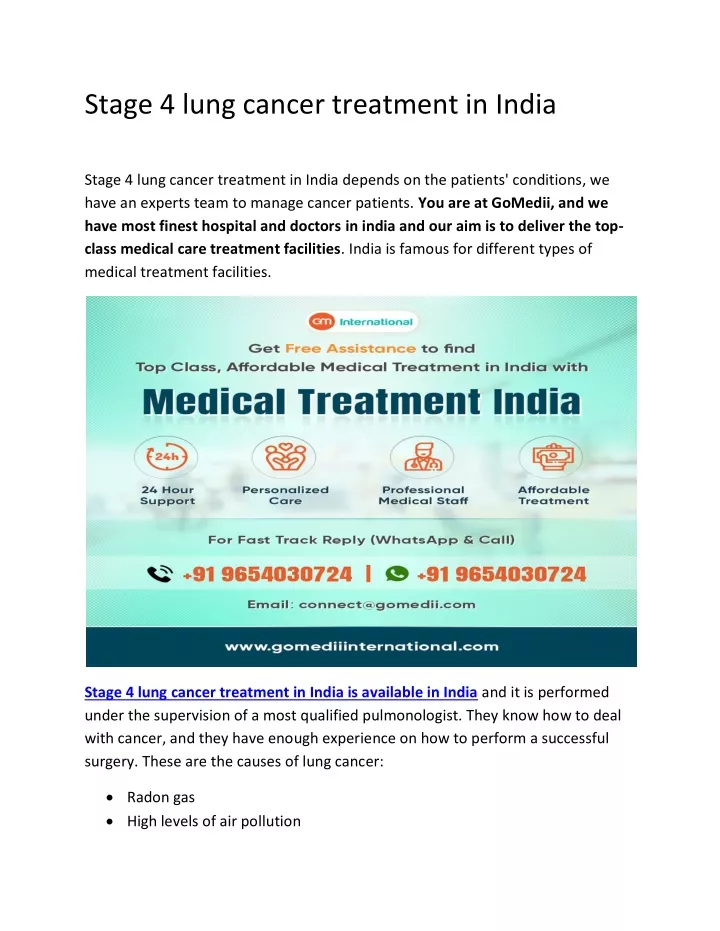 stage 4 lung cancer treatment in india