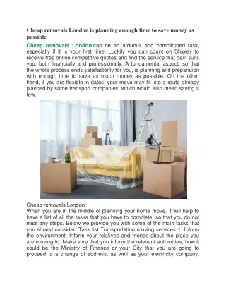 cheap removals london is planning enough time