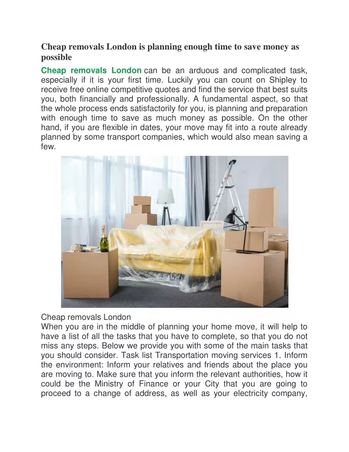 cheap removals london is planning enough time