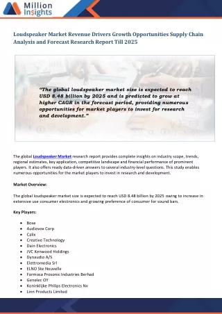 loudspeaker market revenue drivers growth