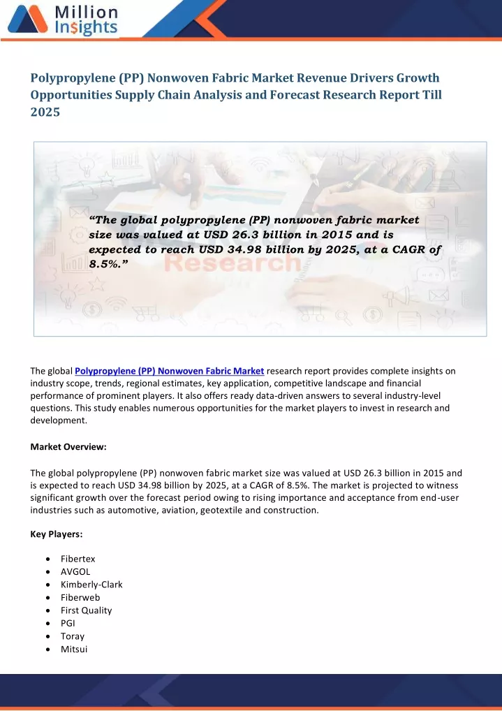 polypropylene pp nonwoven fabric market revenue