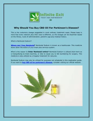 Why Should You Buy CBD Oil For Parkinson's Disease?