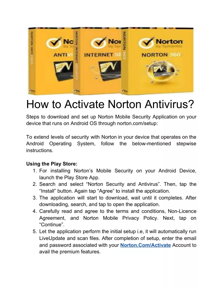 how to activate norton antivirus