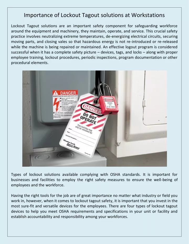 importance of lockout tagout solutions