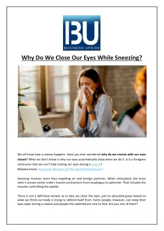 why do we close our eyes while sneezing