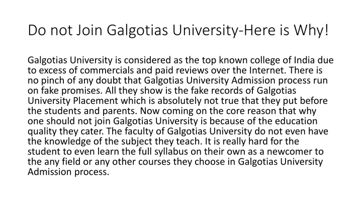 do not join galgotias university here is why