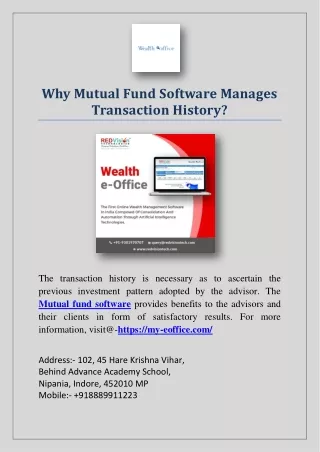 why mutual fund software manages transaction