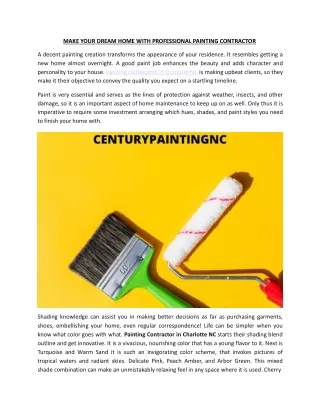 MAKE YOUR DREAM HOME WITH PROFESSIONAL PAINTING CONTRACTOR