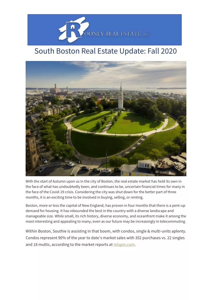 south boston real estate update fall 2020