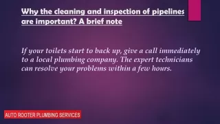 why the cleaning and inspection of pipelines
