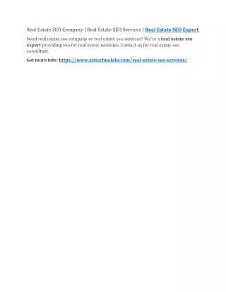 real estate seo company real estate seo services
