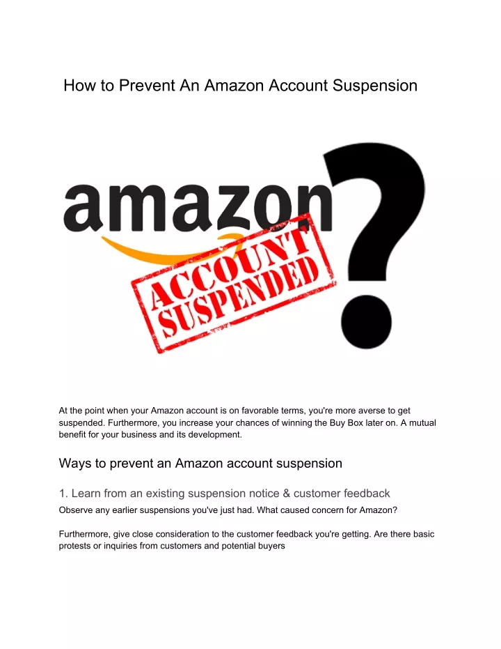 how to prevent an amazon account suspension