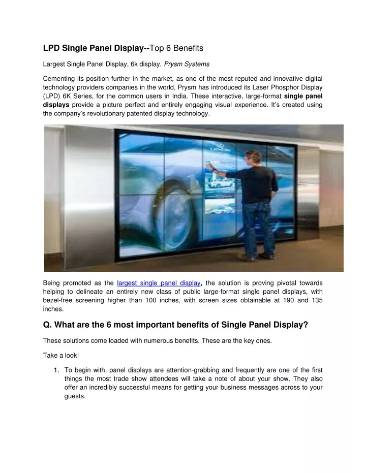 lpd single panel display top 6 benefits