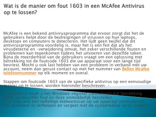 wat is de manier om fout 1603 in een mcafee antivirus op te lossen