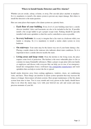 where to install smoke detectors and fire alarms