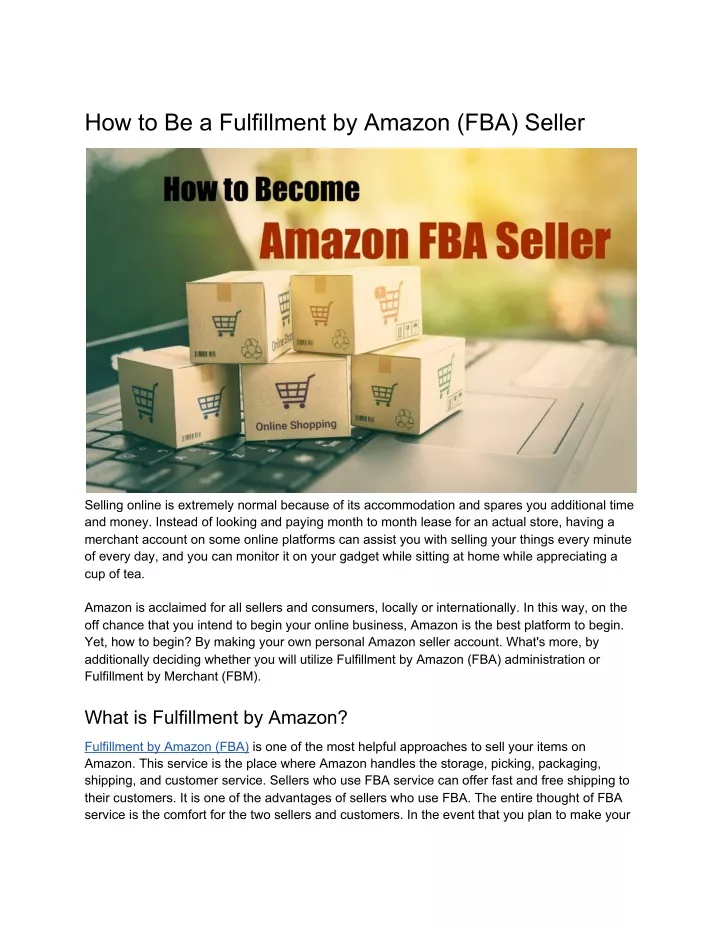 how to be a fulfillment by amazon fba seller