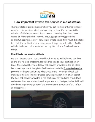 how important private taxi service