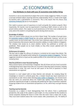 few attributes to check with your jc economics