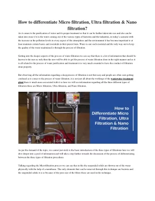 how to differentiate micro filtration ultra