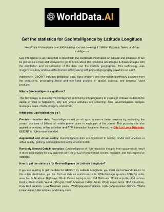 Get the statistics for Geointelligence by Latitude Longitude