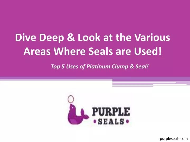 dive deep look at the various areas where seals