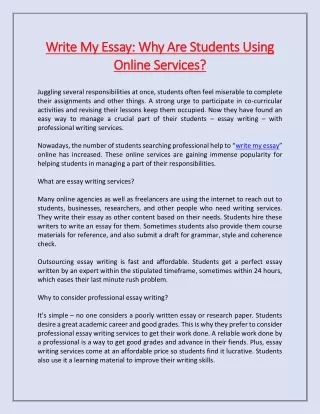 write my essay why are students using write