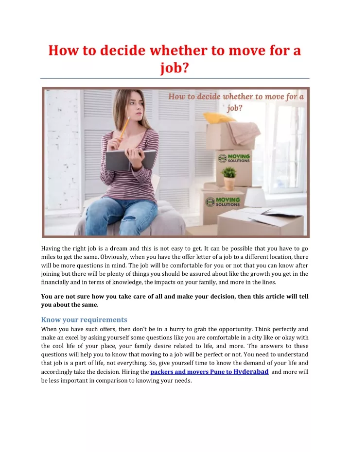 how to decide whether to move for a job