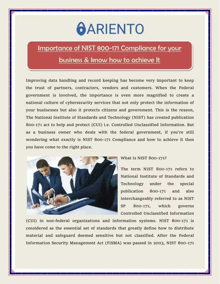 importance of nist 800 171 compliance for your