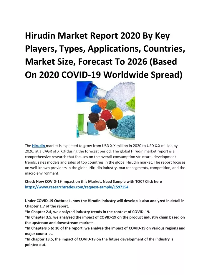 hirudin market report 2020 by key players types
