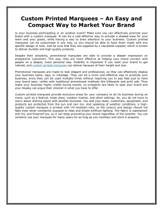 custom printed marquees an easy and compact