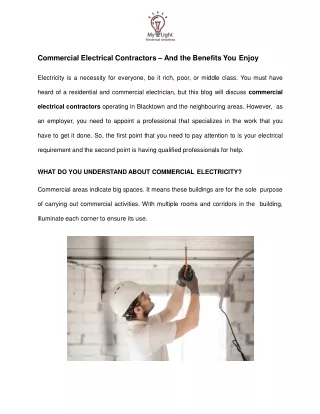 Commercial Electrical Contractors – And the Benefits You Enjoy