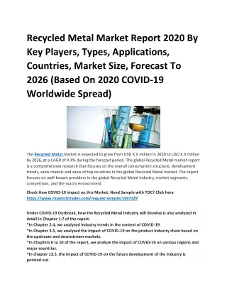 recycled metal market report 2020 by key players