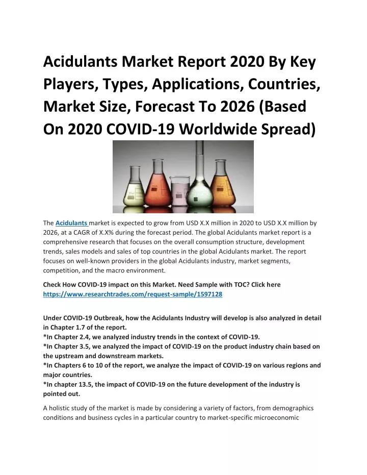acidulants market report 2020 by key players