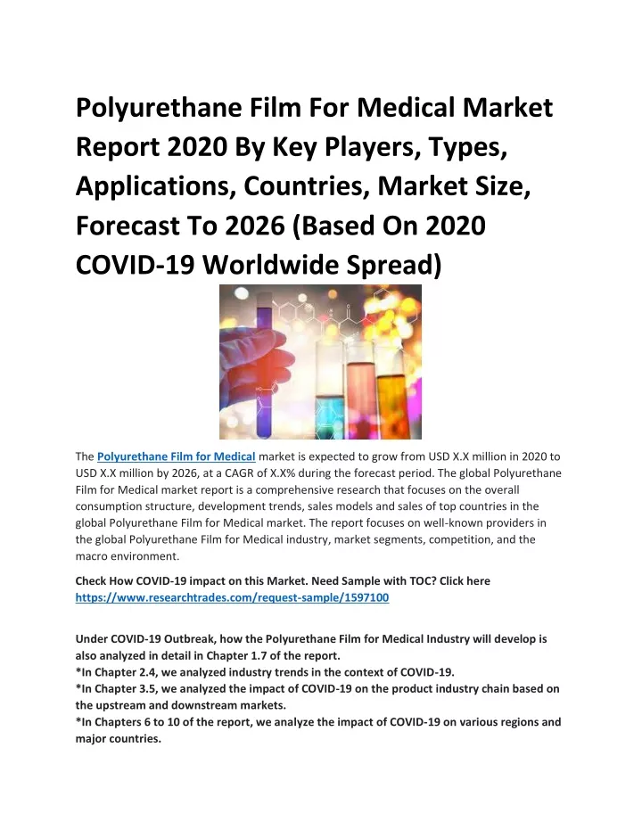 polyurethane film for medical market report 2020