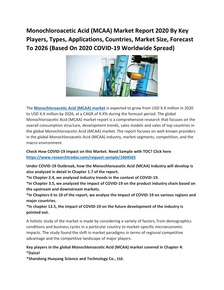 monochloroacetic acid mcaa market report 2020