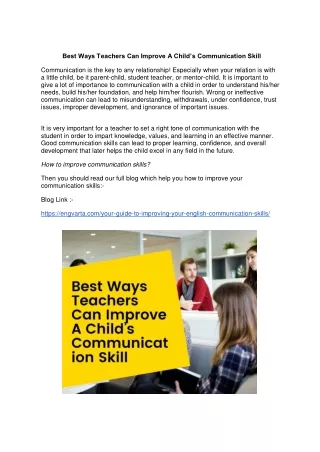 best ways teachers can improve a child