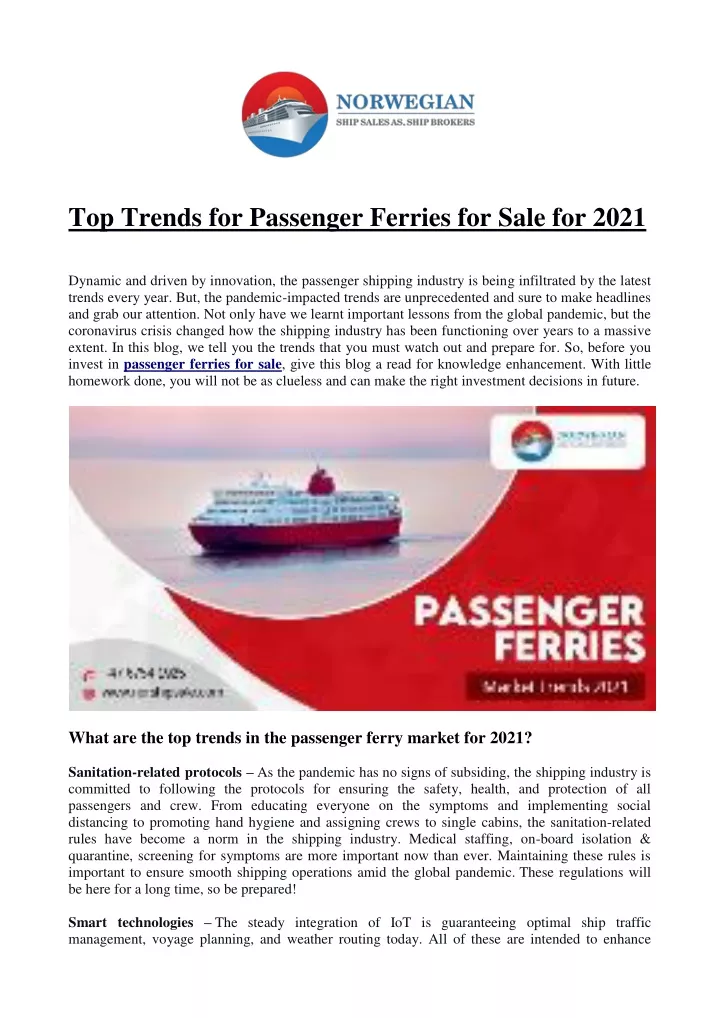 top trends for passenger ferries for sale