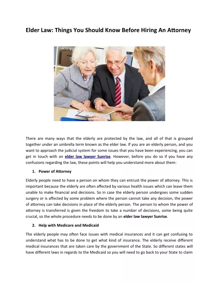 elder law things you should know before hiring
