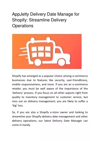 appjetty delivery date manage for shopify streamline delivery operations