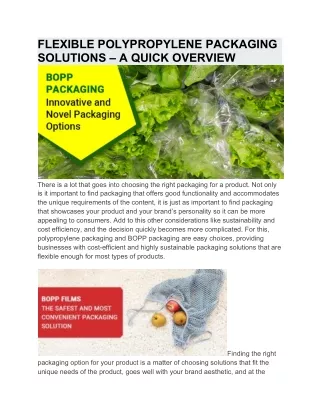 flexible polypropylene packaging solutions