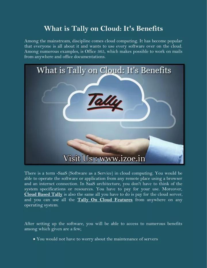 what is tally on cloud it s benefits