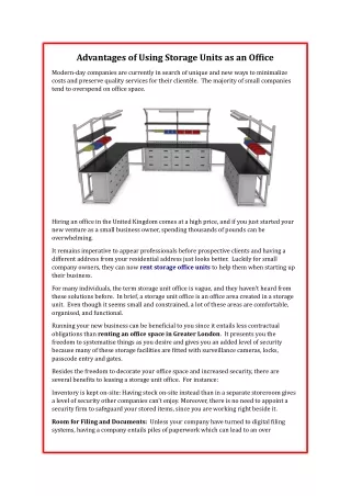 advantages of using storage units as an office