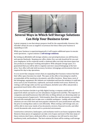 several ways in which self storage solutions