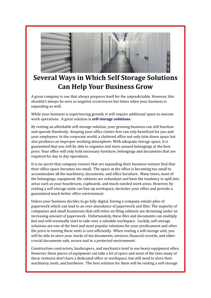 several ways in which self storage solutions
